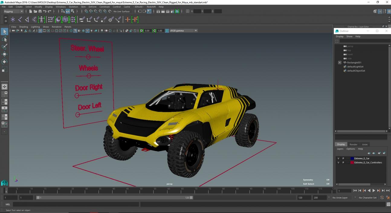 3D model Extreme E Car Racing Electric SUV Clean Rigged for Maya