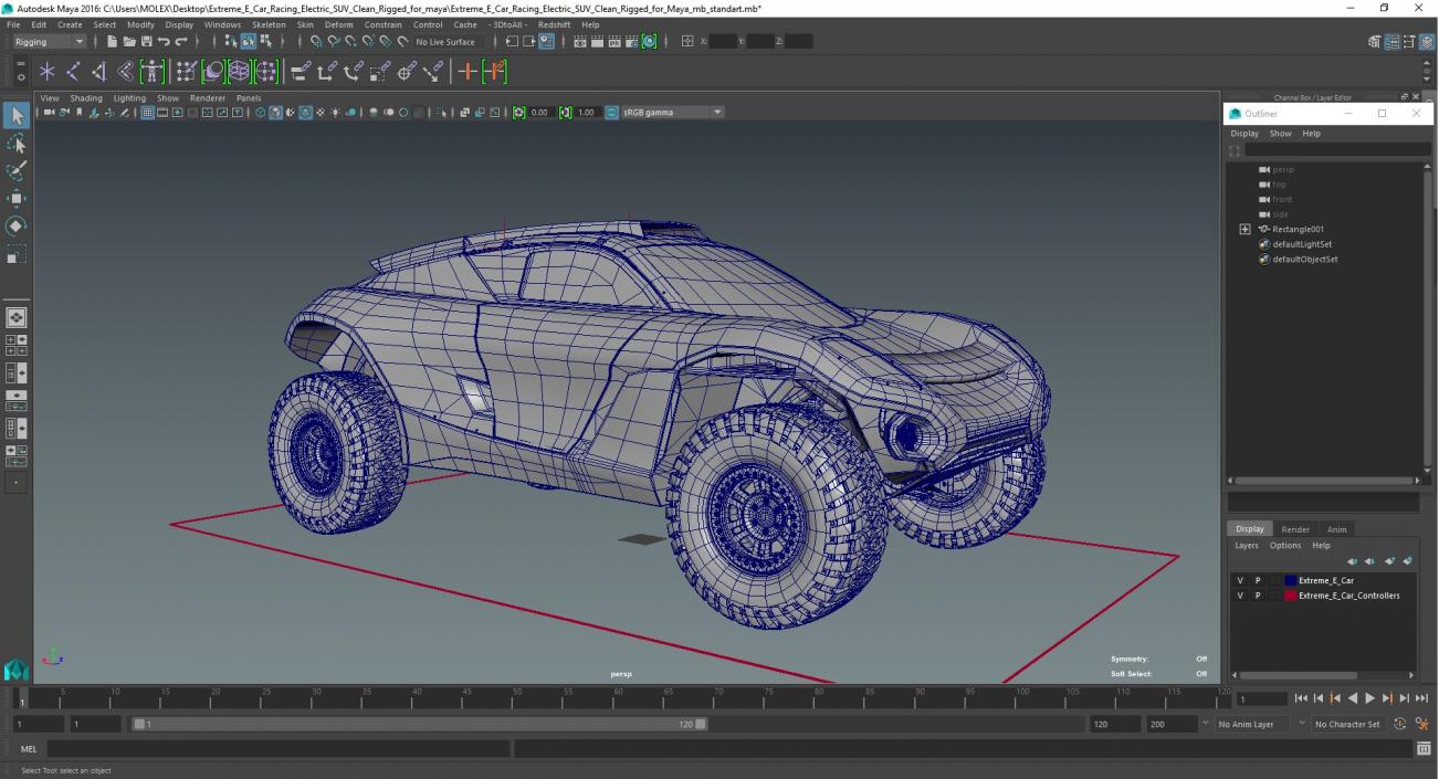 3D model Extreme E Car Racing Electric SUV Clean Rigged for Maya