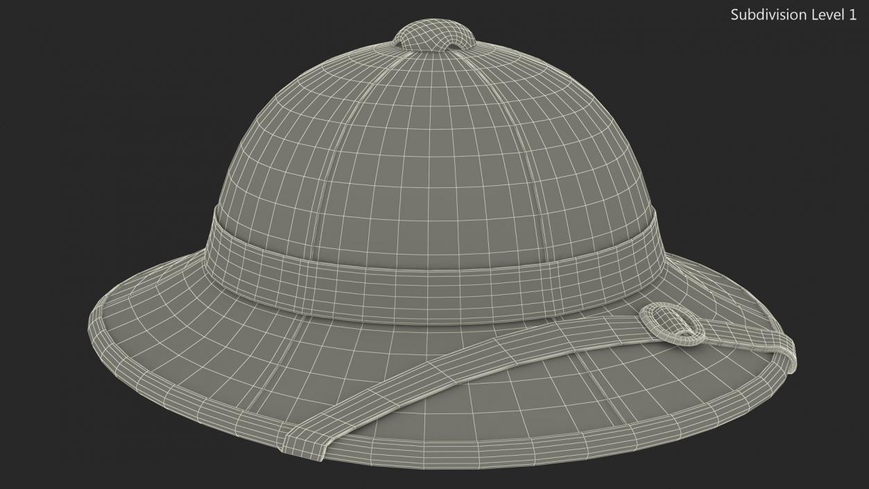 French Pith Helmet Green 3D model