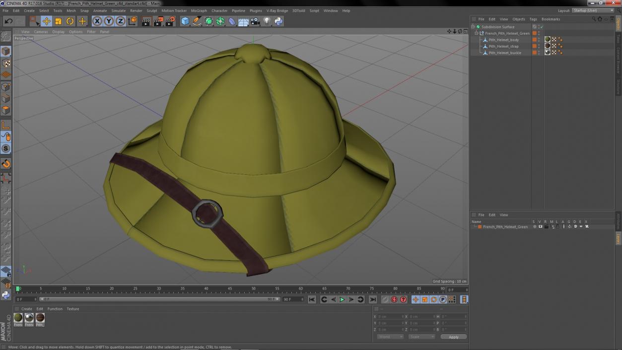 French Pith Helmet Green 3D model