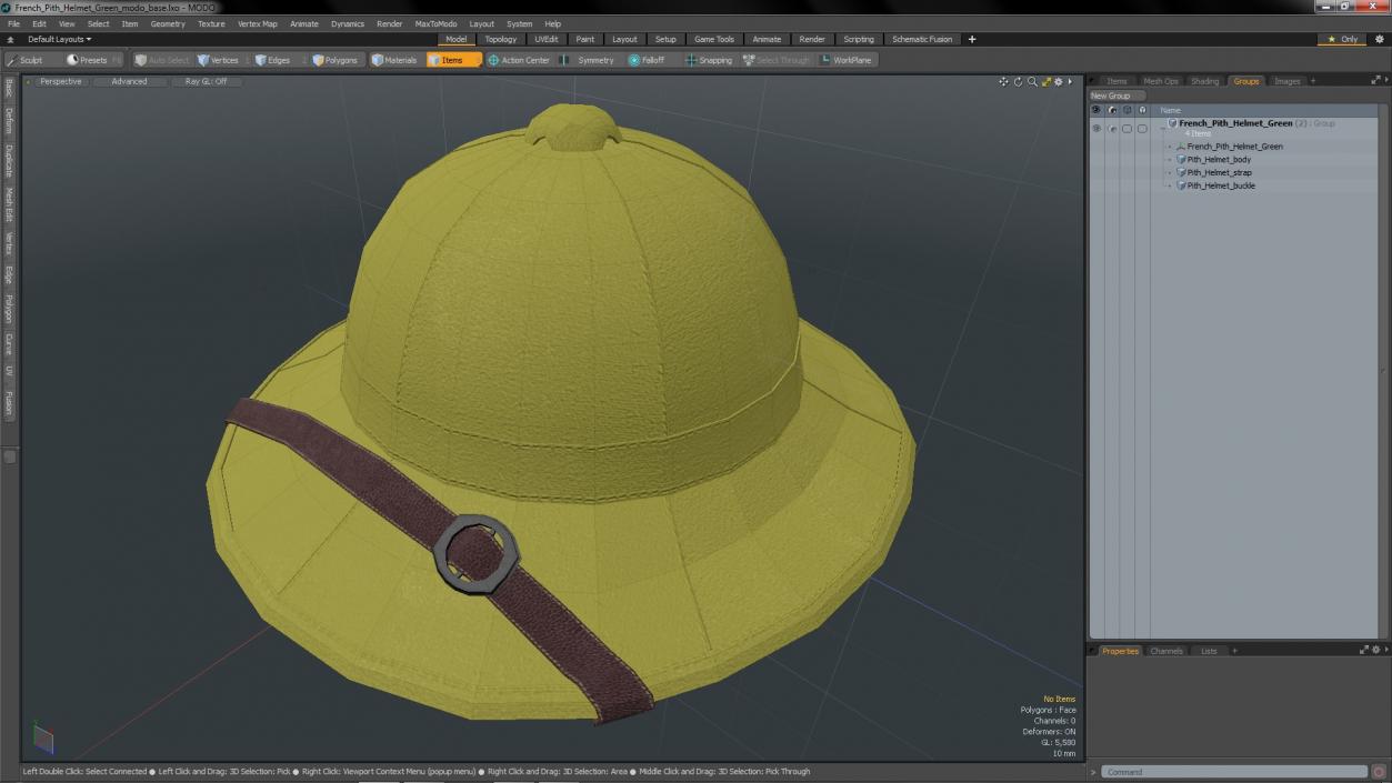 French Pith Helmet Green 3D model