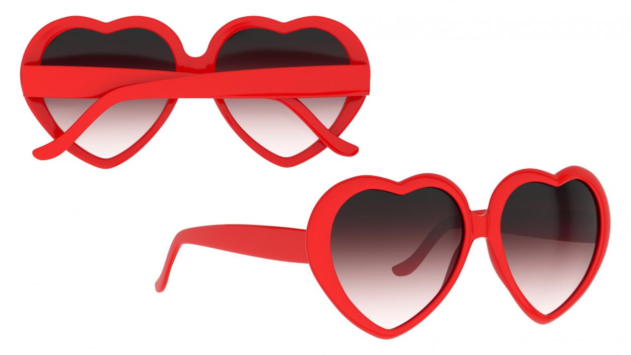 Heart Shaped Sunglasses Red 3D