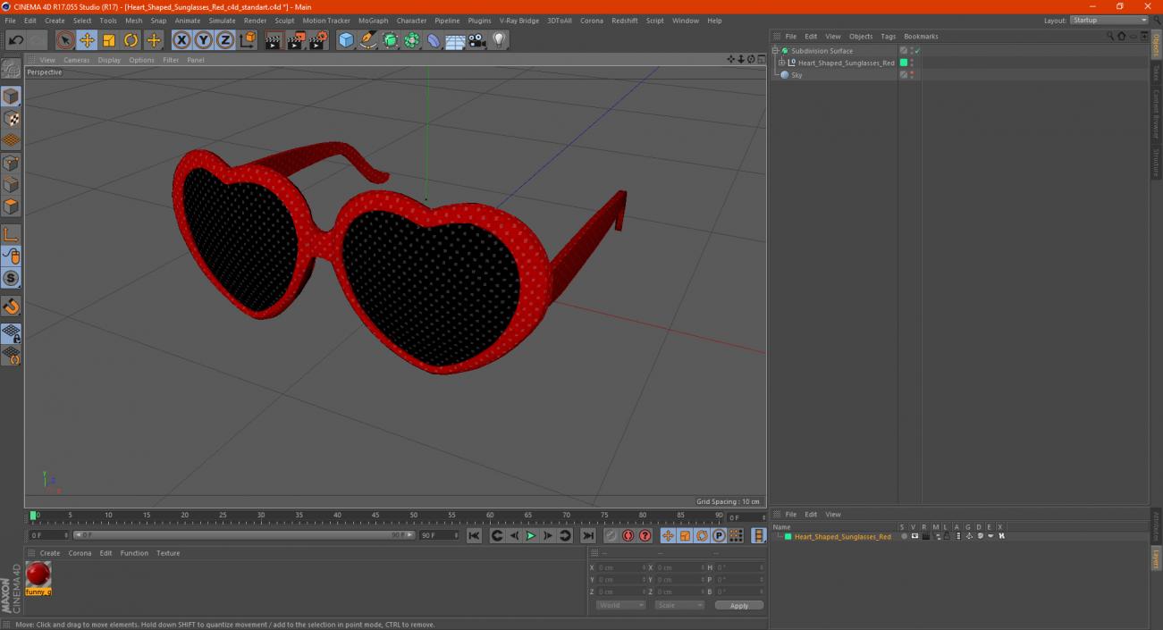 Heart Shaped Sunglasses Red 3D