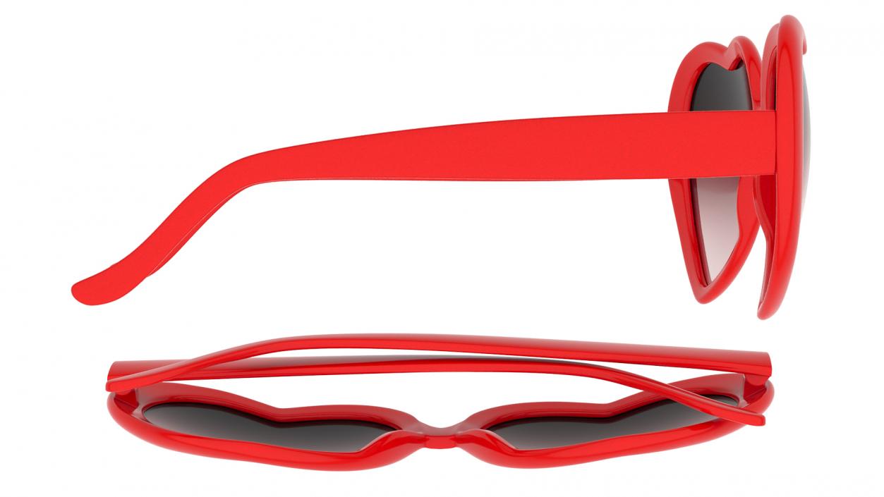 Heart Shaped Sunglasses Red 3D