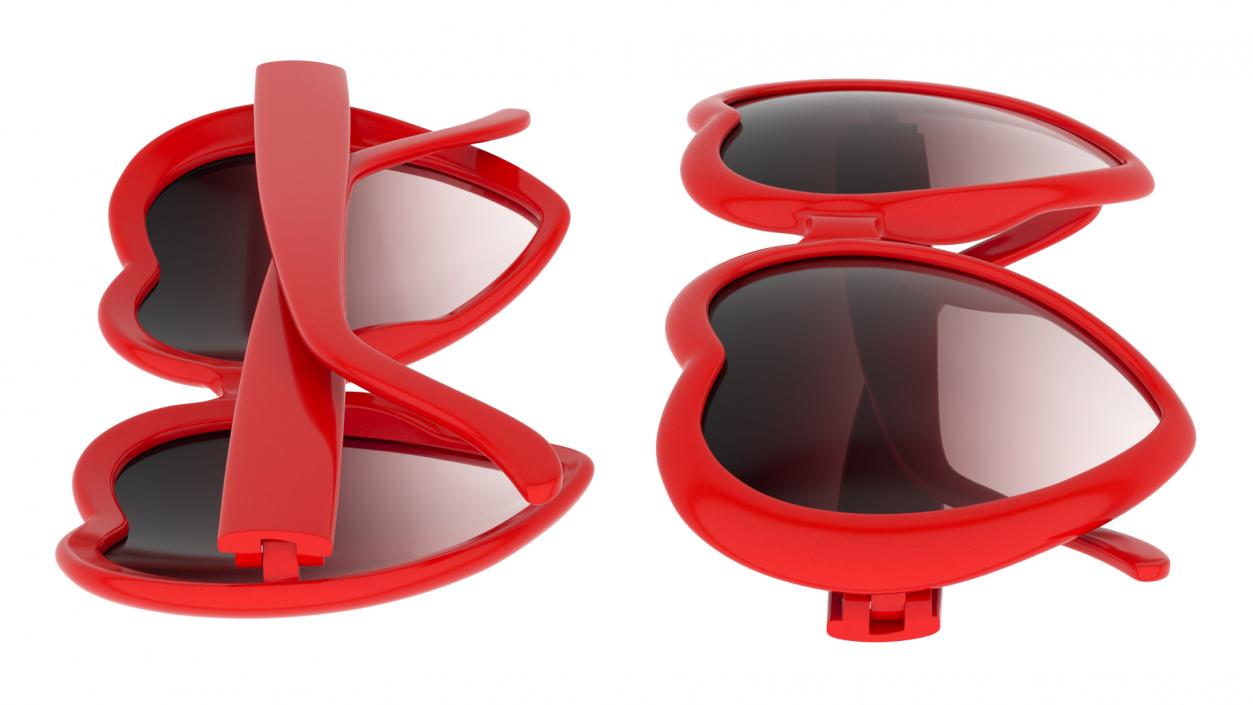 Heart Shaped Sunglasses Red 3D