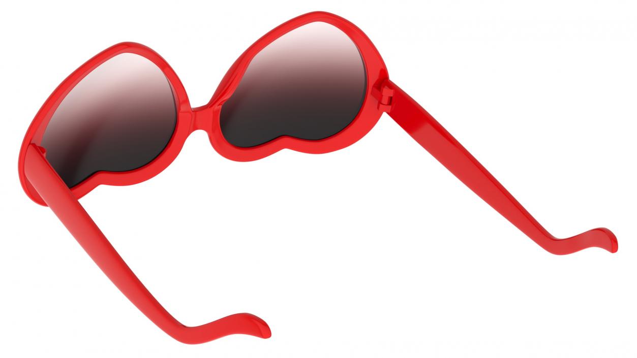 Heart Shaped Sunglasses Red 3D