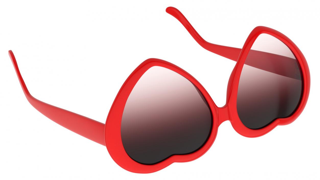 Heart Shaped Sunglasses Red 3D