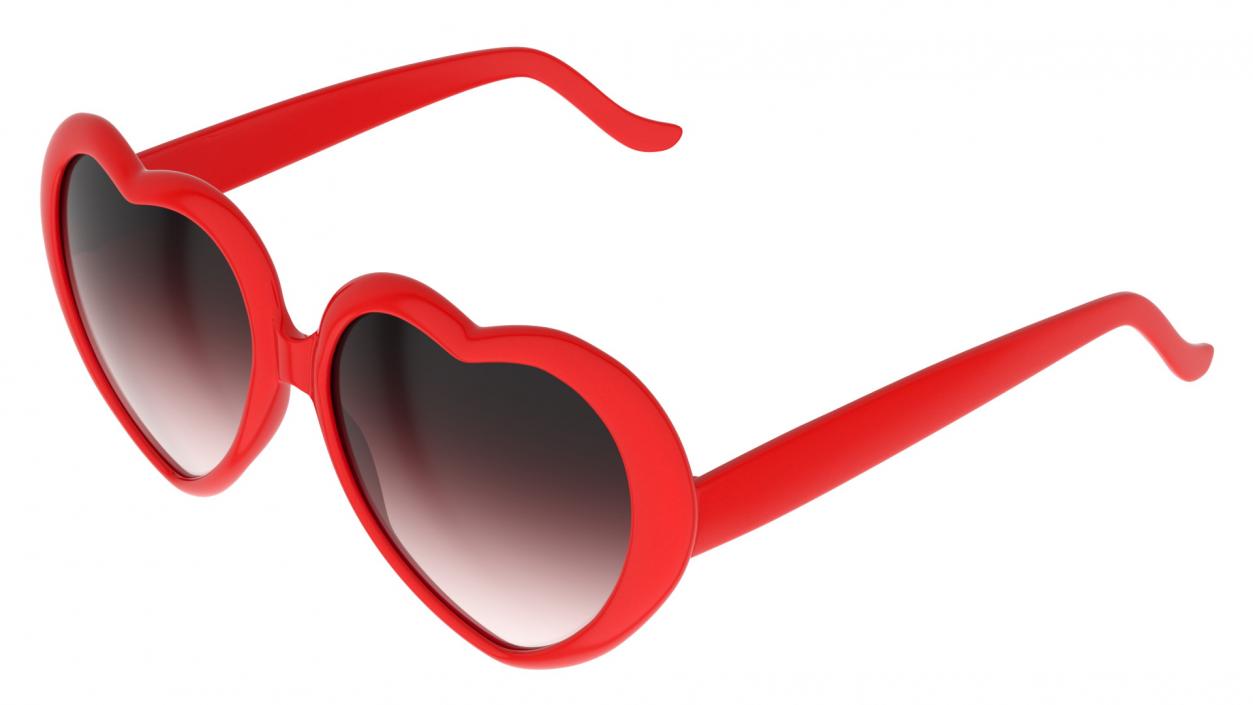 Heart Shaped Sunglasses Red 3D