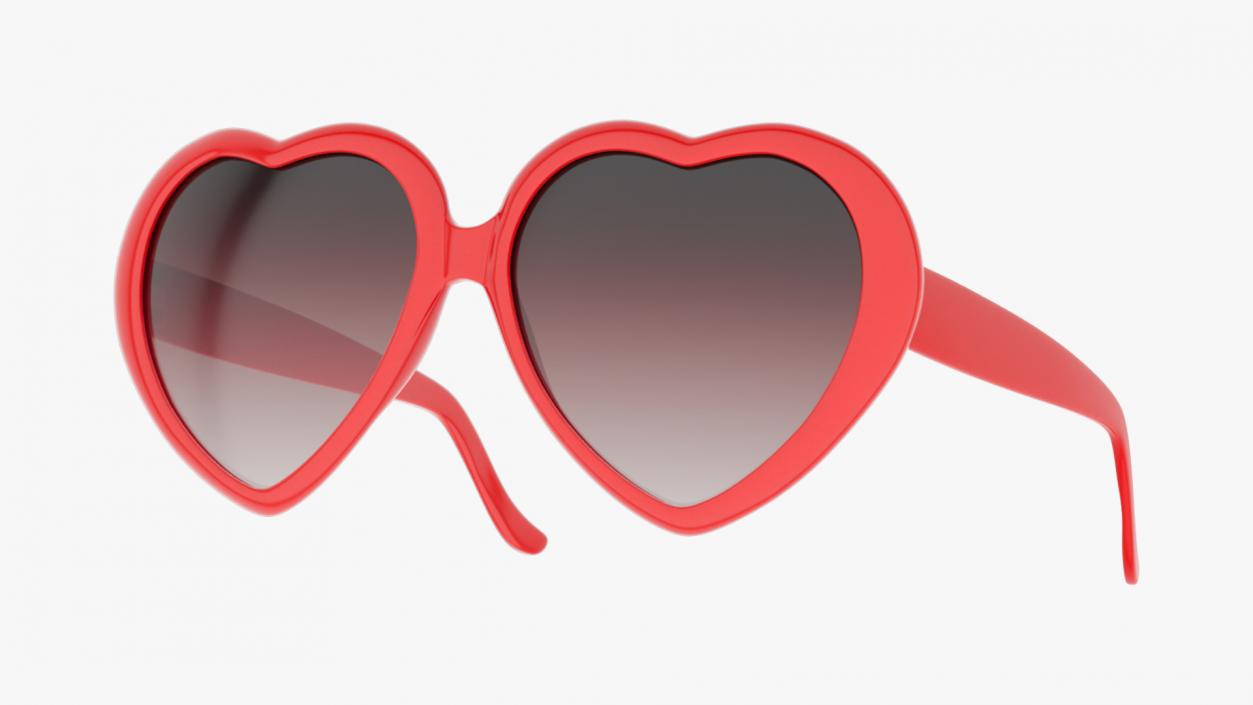 Heart Shaped Sunglasses Red 3D