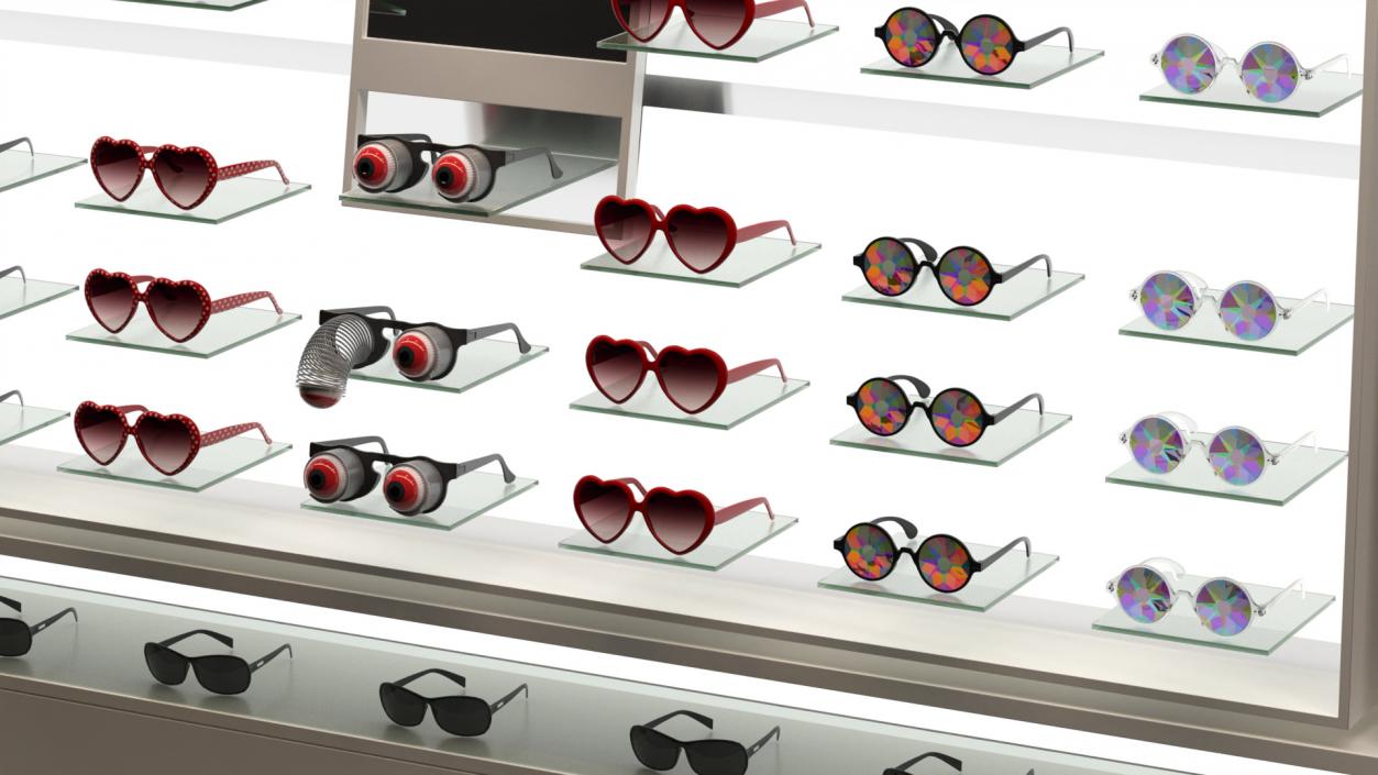 Heart Shaped Sunglasses Red 3D