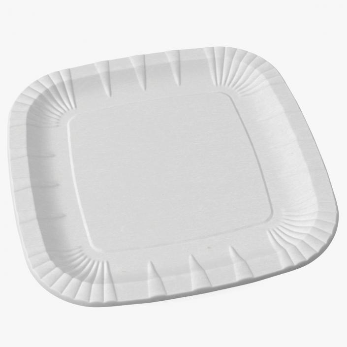 White Square Paper Plate 3D model