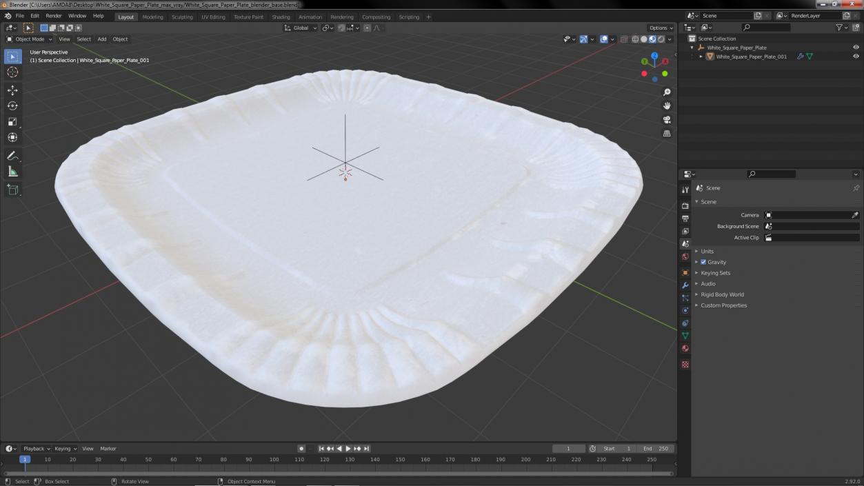 White Square Paper Plate 3D model