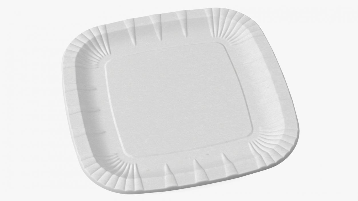 White Square Paper Plate 3D model