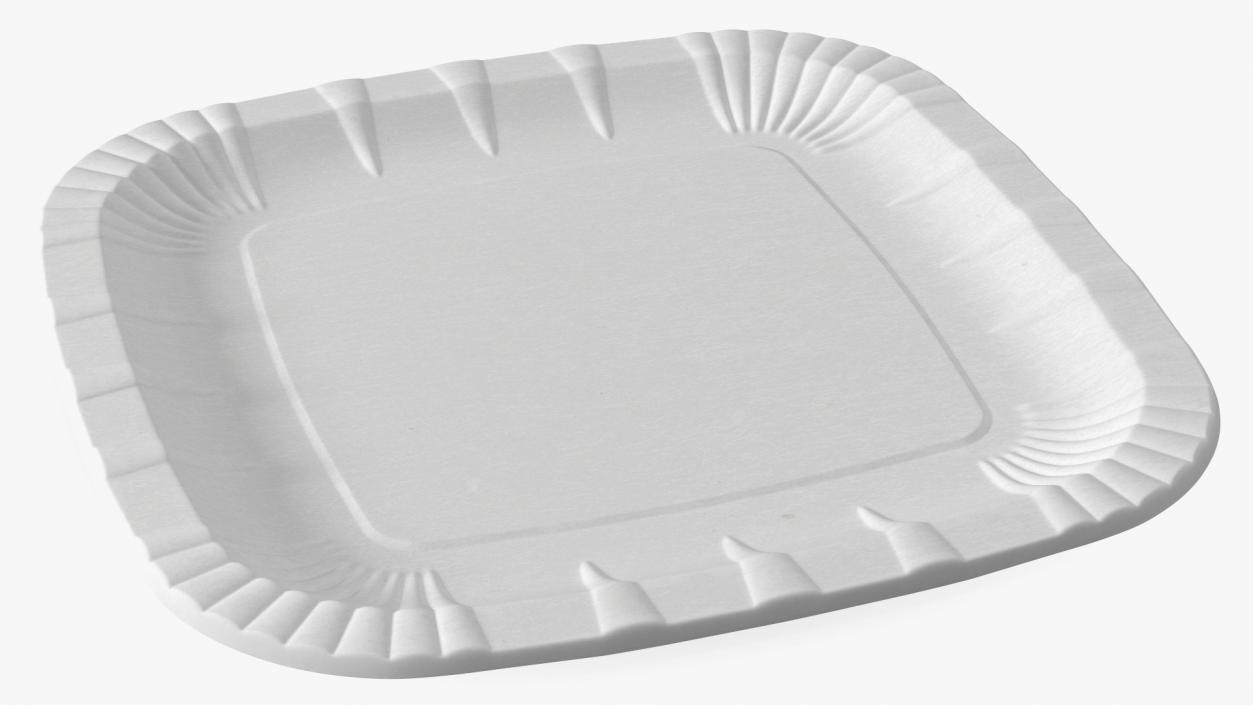 White Square Paper Plate 3D model