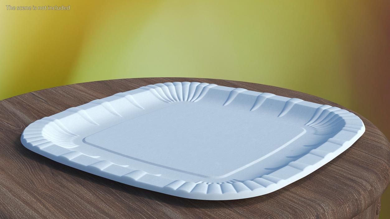 White Square Paper Plate 3D model