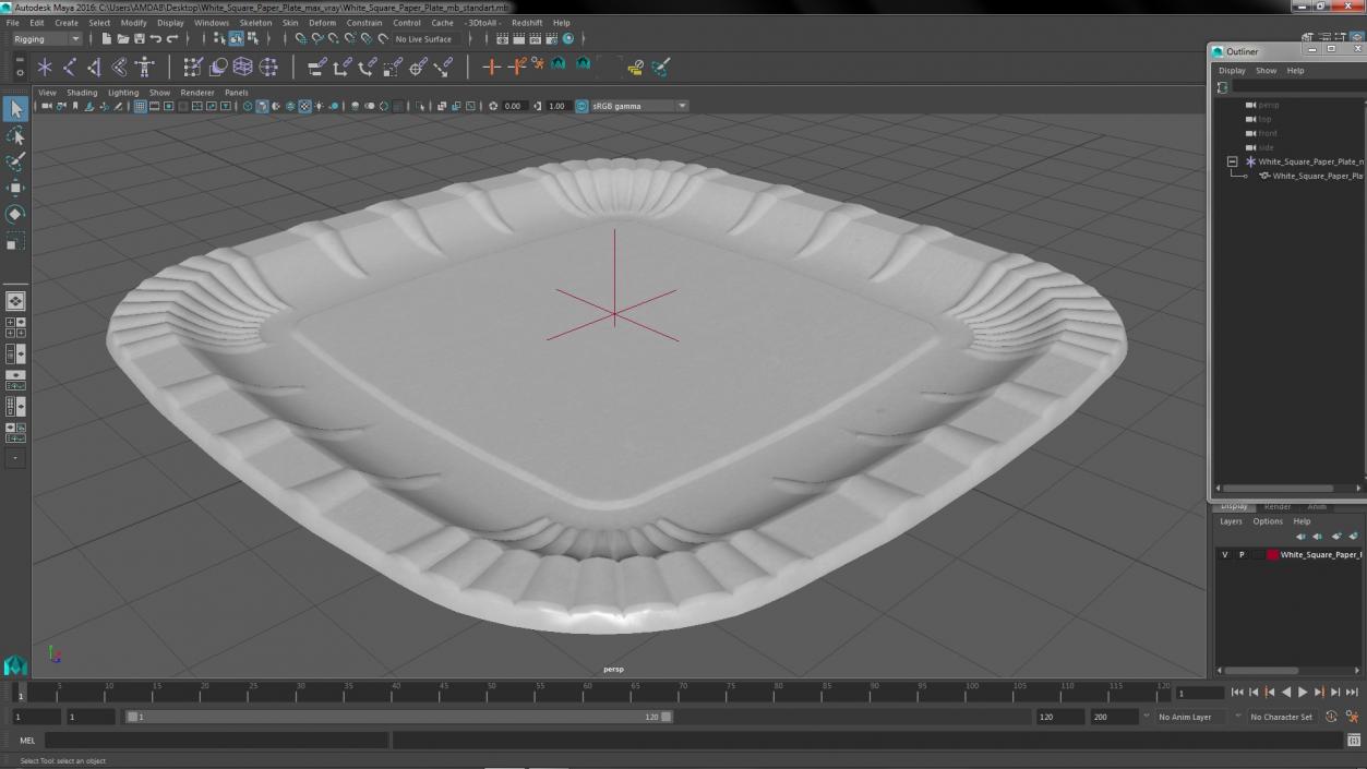 White Square Paper Plate 3D model