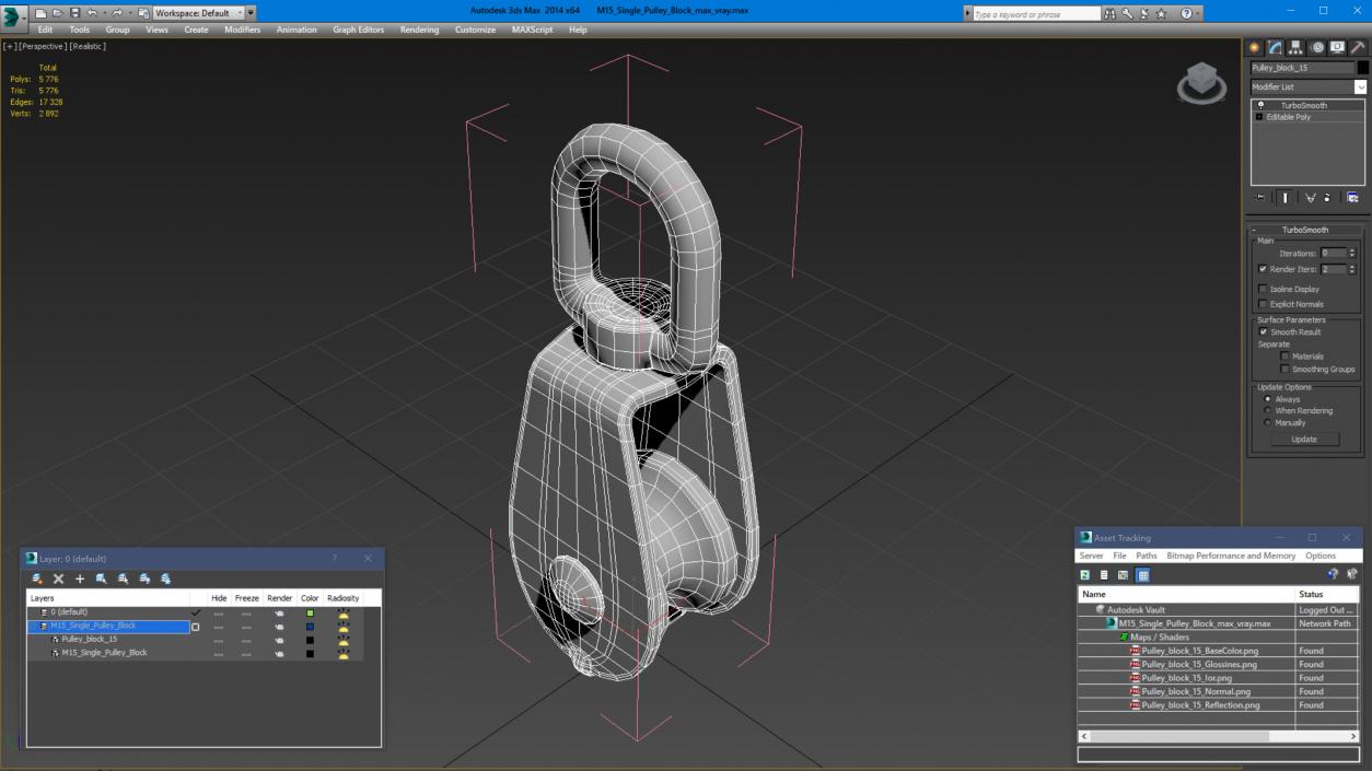 3D M15 Single Pulley Block model