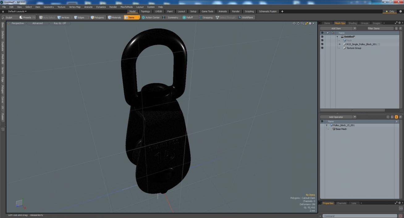 3D M15 Single Pulley Block model