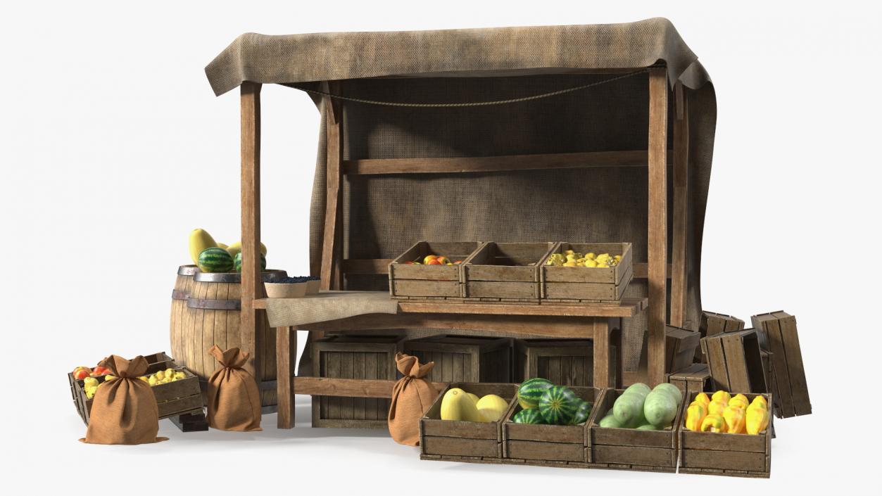 3D Medieval Market Stall