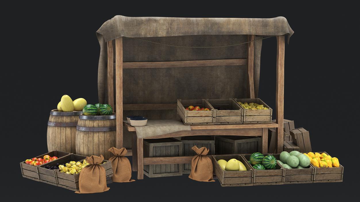 3D Medieval Market Stall