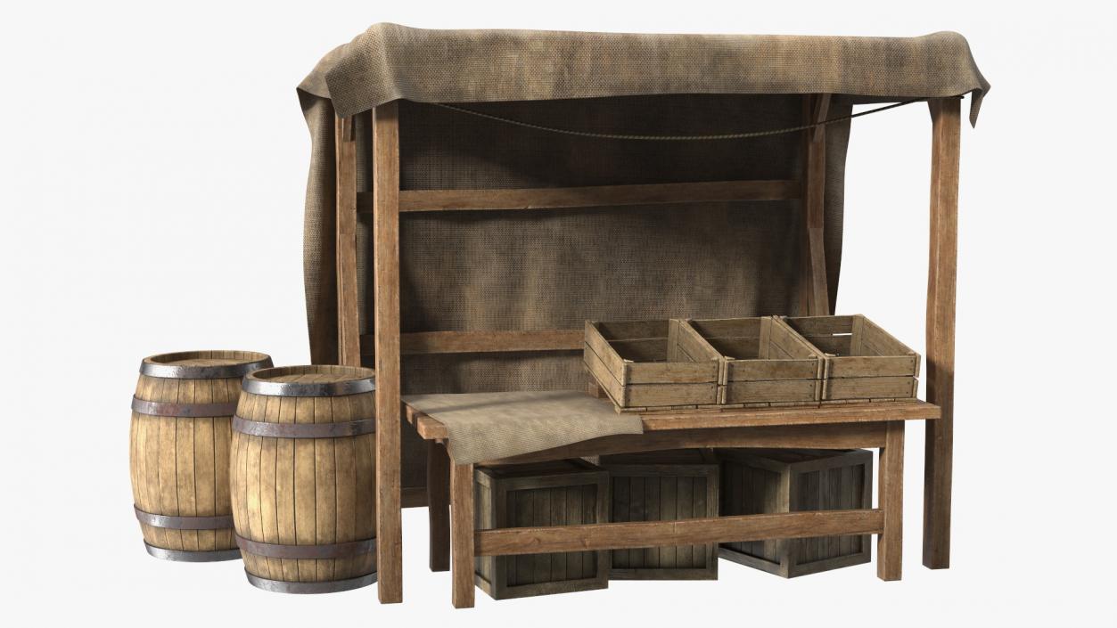 3D Medieval Market Stall