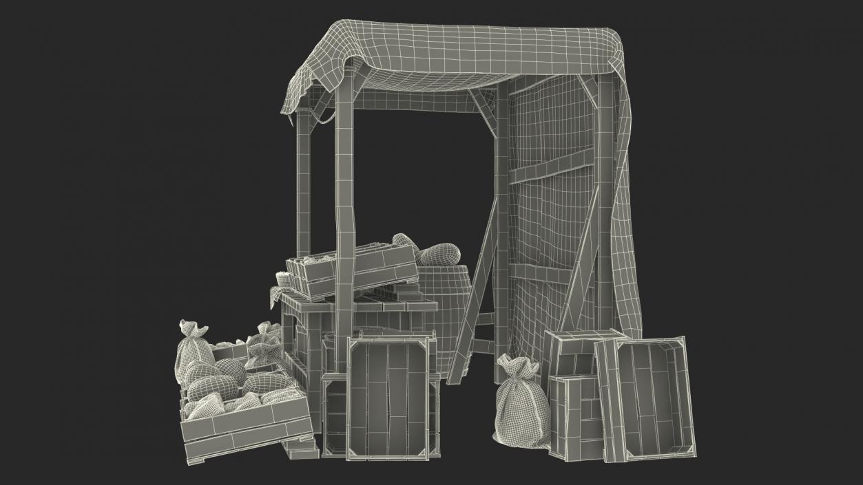 3D Medieval Market Stall