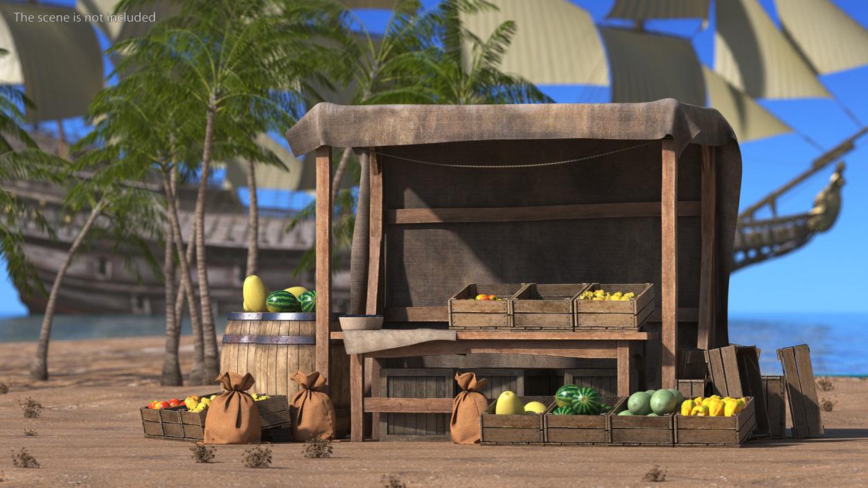 3D Medieval Market Stall