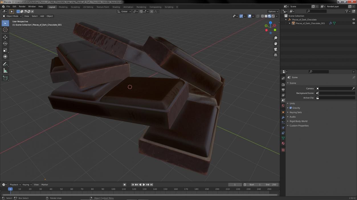 Pieces of Dark Chocolate 3D model