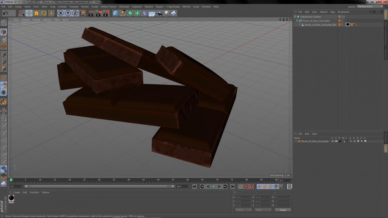 Pieces of Dark Chocolate 3D model