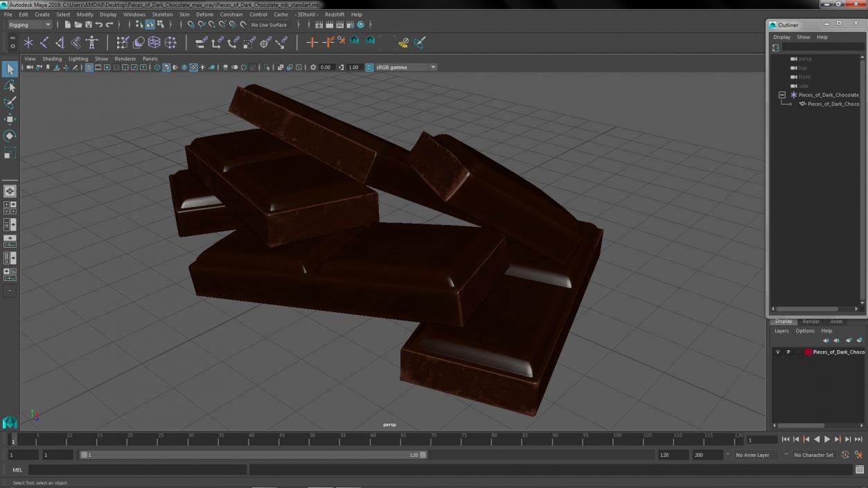 Pieces of Dark Chocolate 3D model