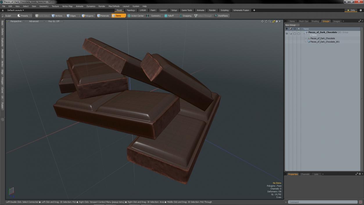 Pieces of Dark Chocolate 3D model