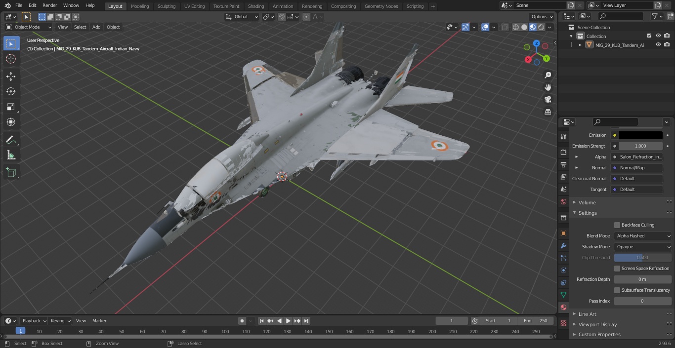 3D MiG 29 KUB Tandem Aircraft Indian Navy model