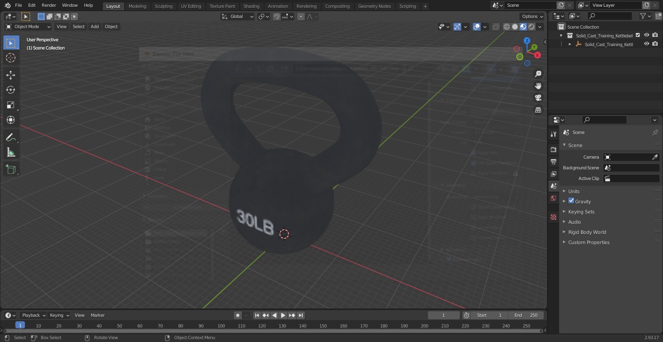 3D model Solid Cast Training Kettlebell 30lb