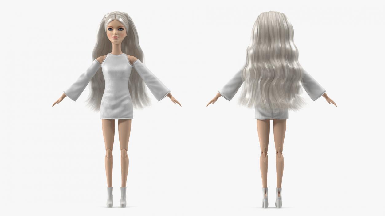 3D model Barbie Doll White Dress T-pose