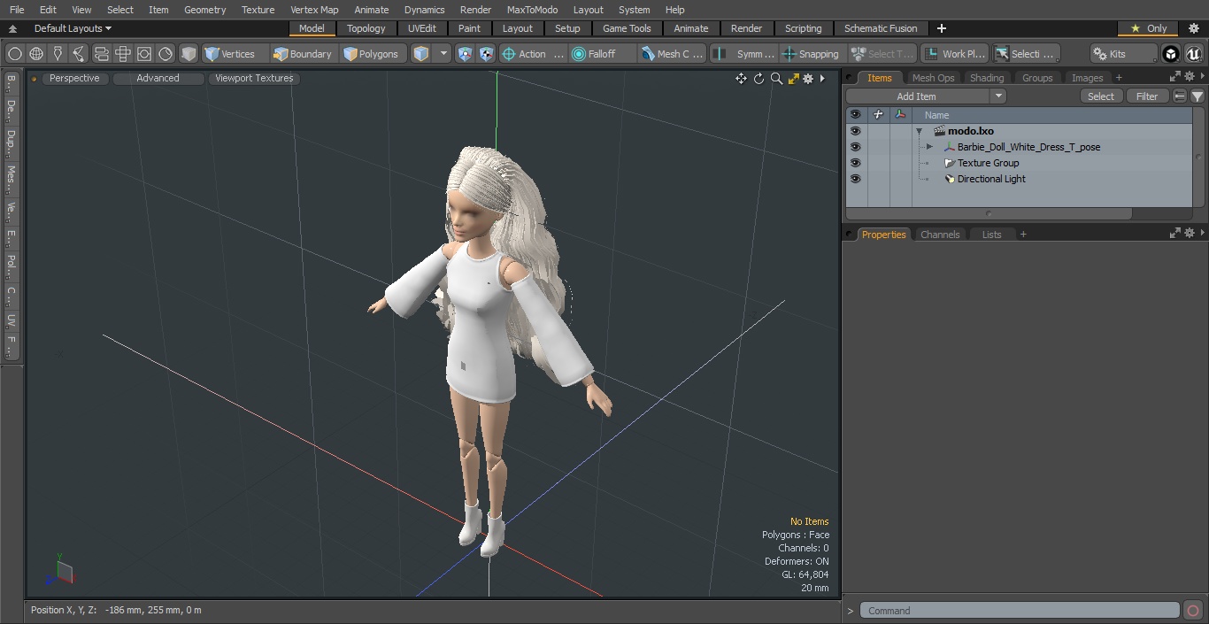 3D model Barbie Doll White Dress T-pose