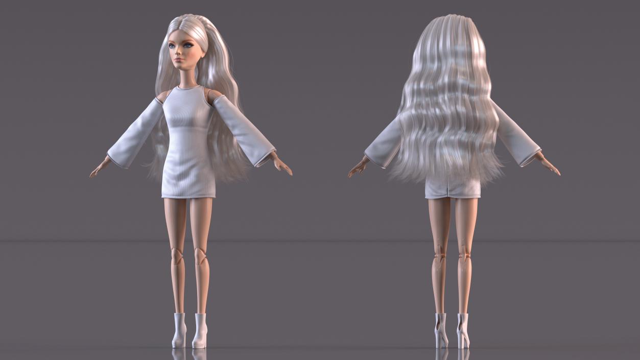 3D model Barbie Doll White Dress T-pose