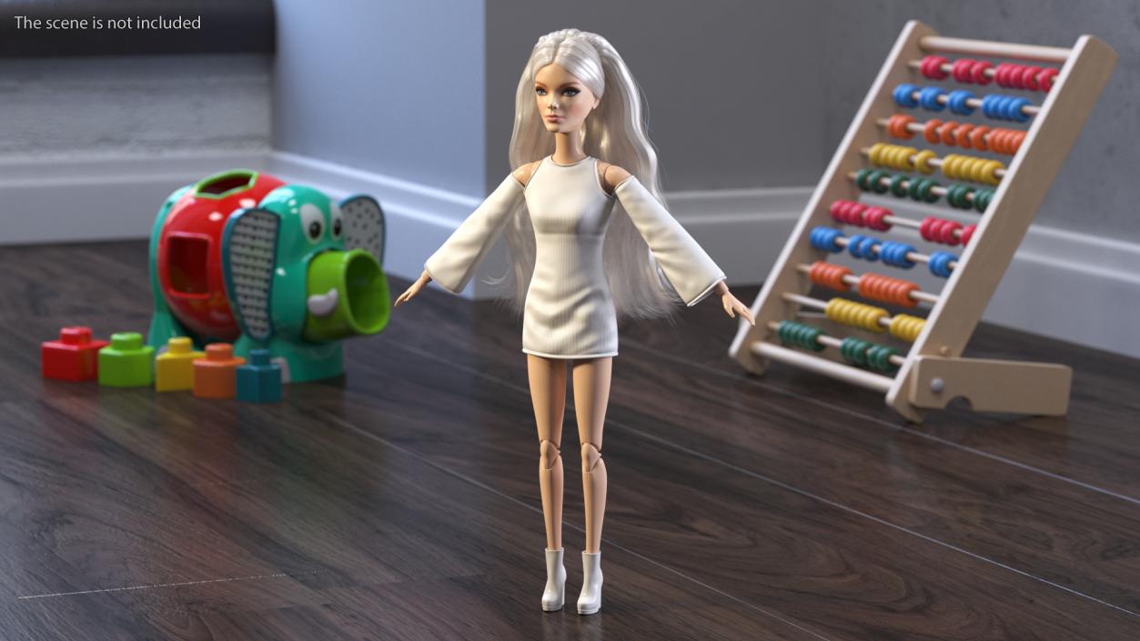 3D model Barbie Doll White Dress T-pose