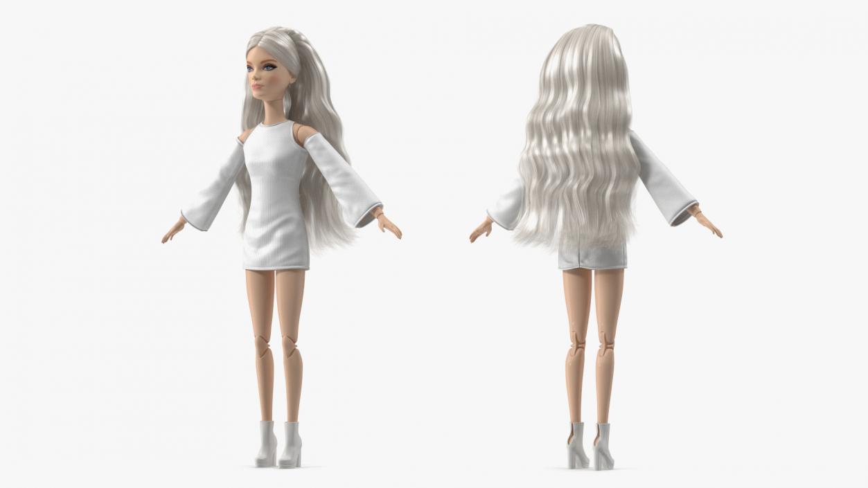 3D model Barbie Doll White Dress T-pose