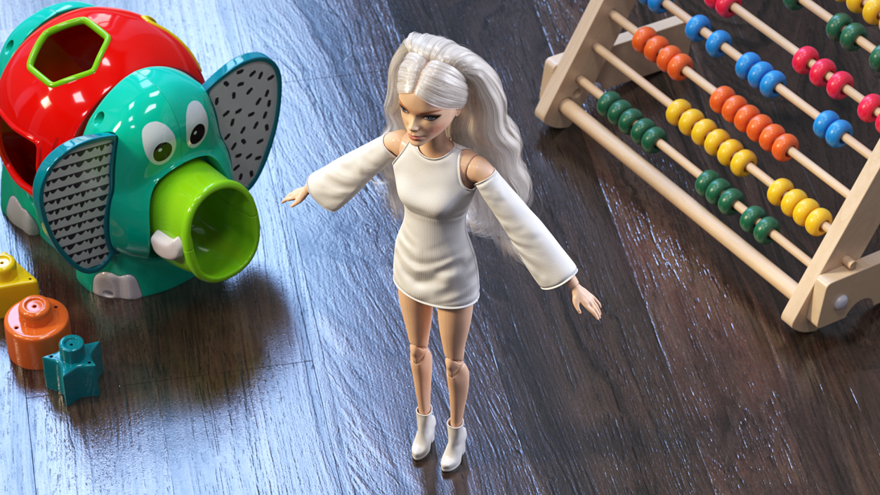 3D model Barbie Doll White Dress T-pose