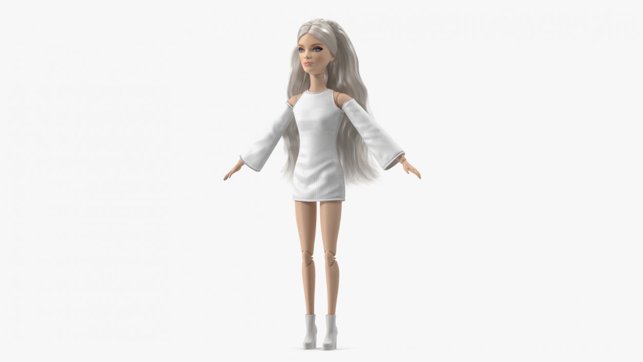 3D model Barbie Doll White Dress T-pose