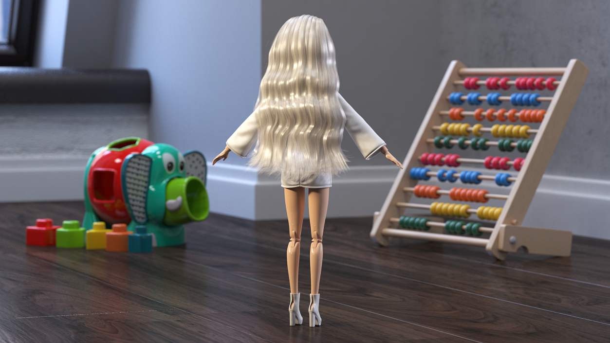 3D model Barbie Doll White Dress T-pose