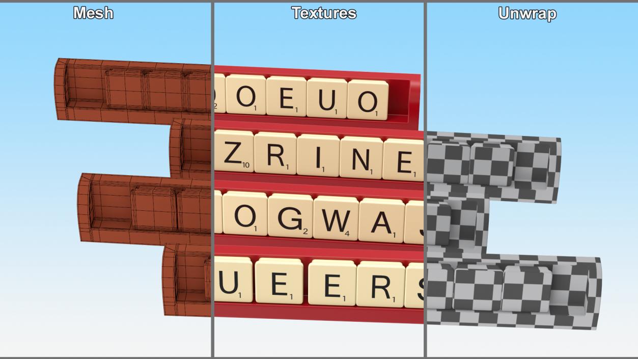 3D Stand with Letters for Game Scrabble