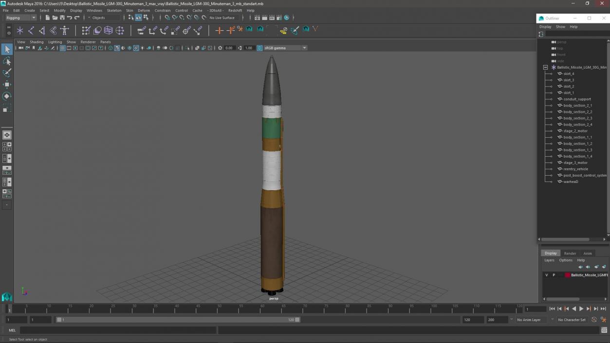 Ballistic Missile LGM-30G Minuteman 3 3D