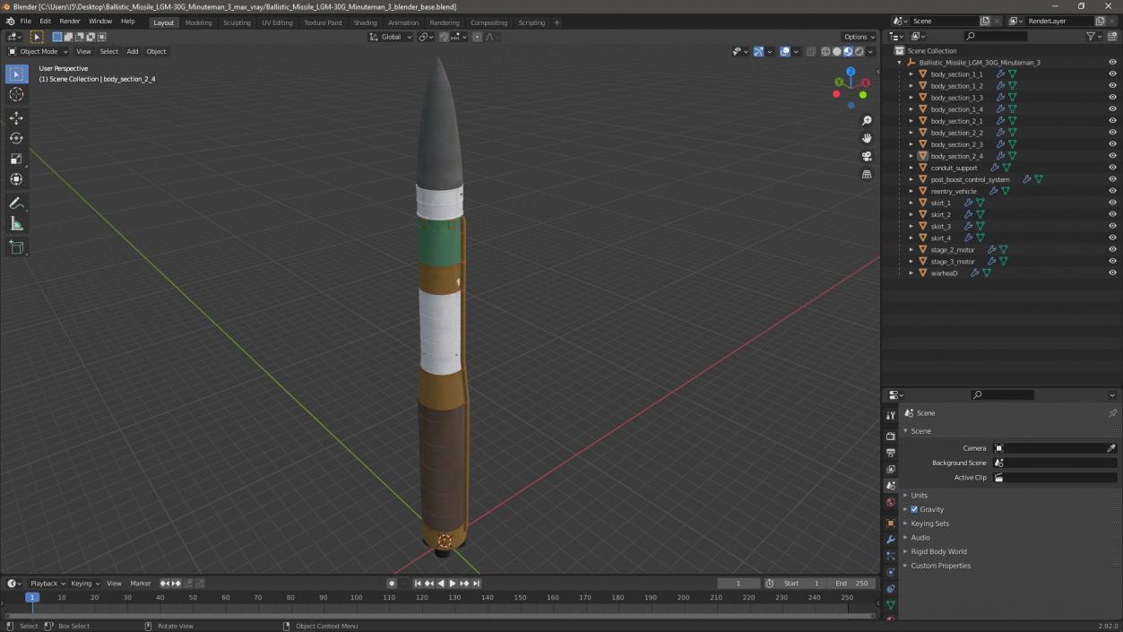 Ballistic Missile LGM-30G Minuteman 3 3D