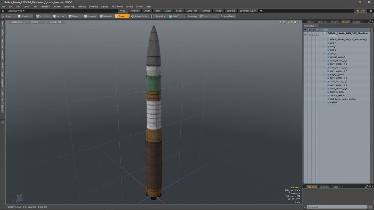 Ballistic Missile LGM-30G Minuteman 3 3D