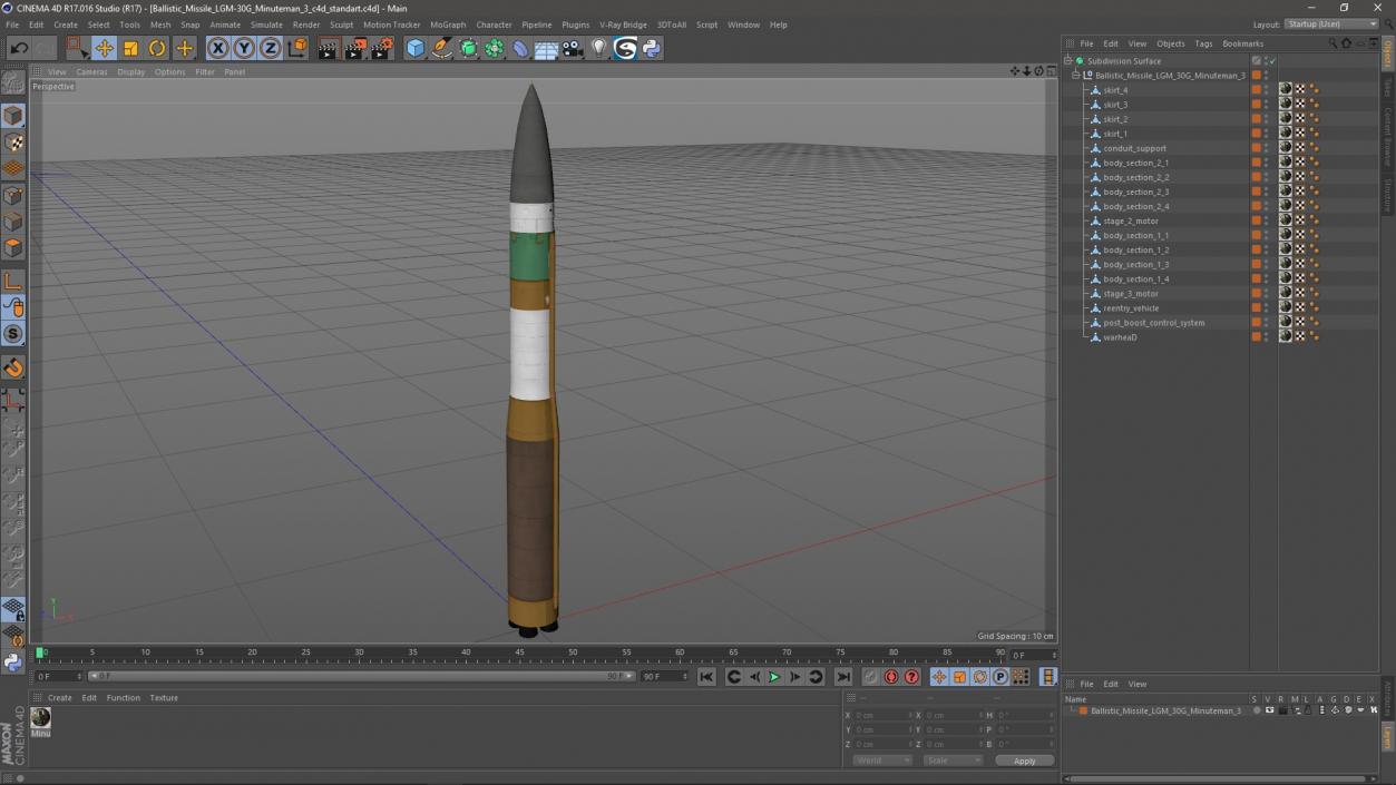 Ballistic Missile LGM-30G Minuteman 3 3D