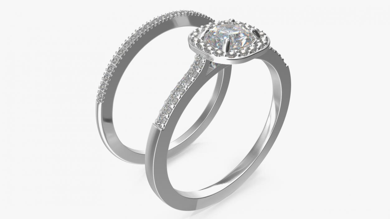 Engagement Rings Silver Color 3D model