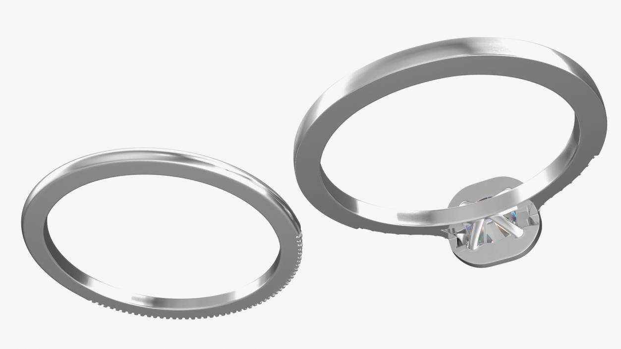 Engagement Rings Silver Color 3D model