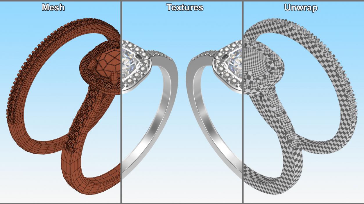 Engagement Rings Silver Color 3D model