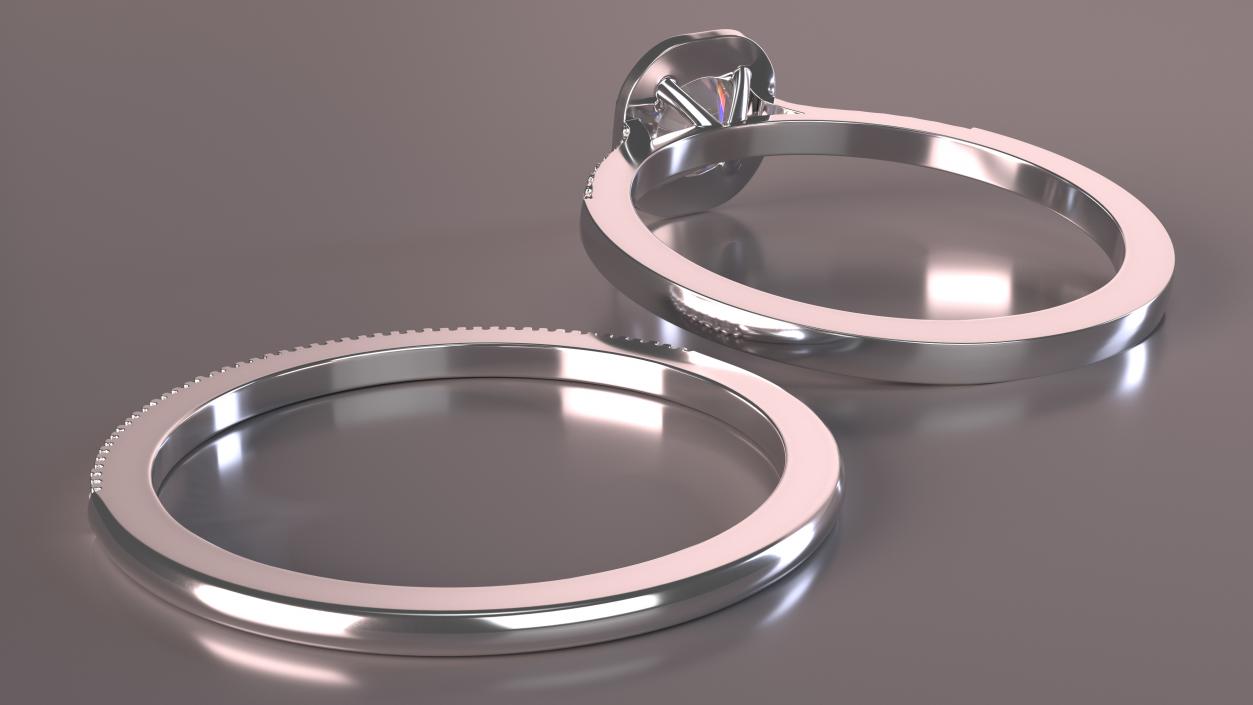 Engagement Rings Silver Color 3D model